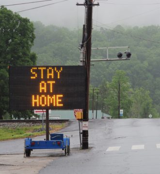 Stay Home sign in Hot Springs