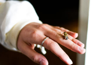 Hand with bee