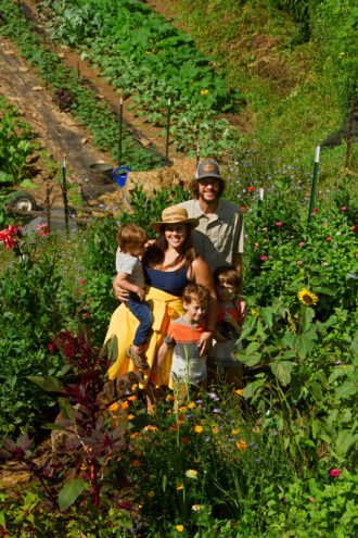 Justin Burkins and family at Rooted Earth Farm and Garden