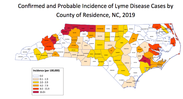 NC Lyme Disease map