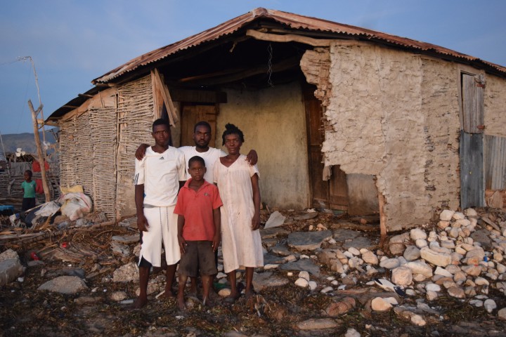A FAMILY IN NEED: A Haitian family in Coridon in Commune Anse Rouge in northwest Haiti after Hurricane Matthew. Photo courtesy of AMURT-Haiti