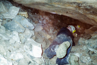 Biologists in an abandoned Haywood County mica mine