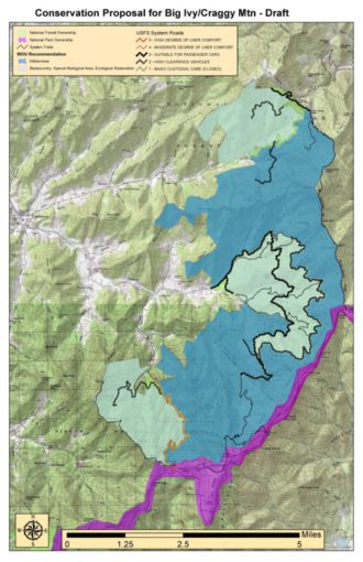 Draft map for Big Ivy/Craggy Mountain conservation