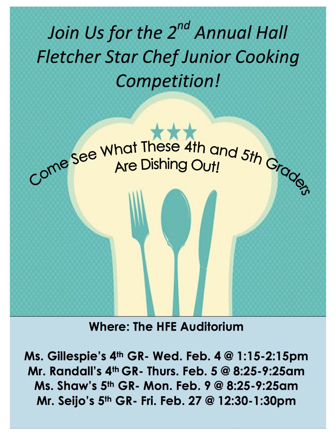 Hall Fletcher students to compete in junior cooking competitions