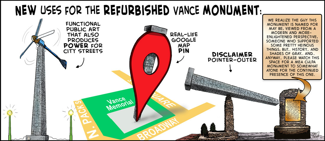 "Opportunity for A Vance Monument" cartoon by Brent Brown