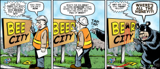 "Bee City 5" cartoon by Brent Brown