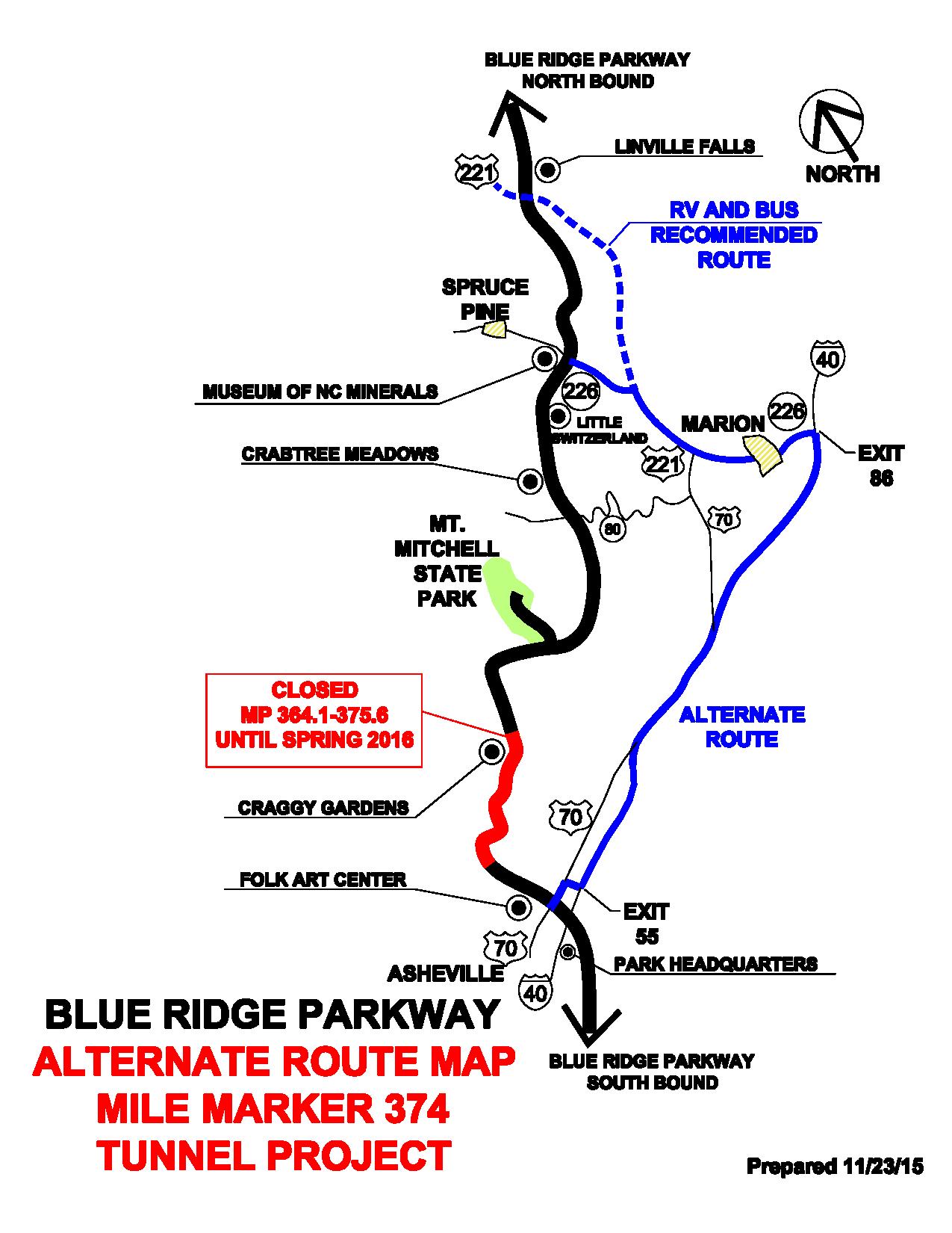 Blue Ridge Parkway Announces Tunnel Projects Requiring Asheville Area   Tanbark Map Page 001 