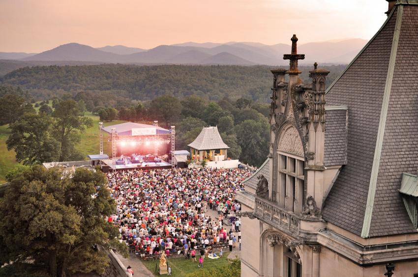 Aerial shot of Biltmore's annual concert series.