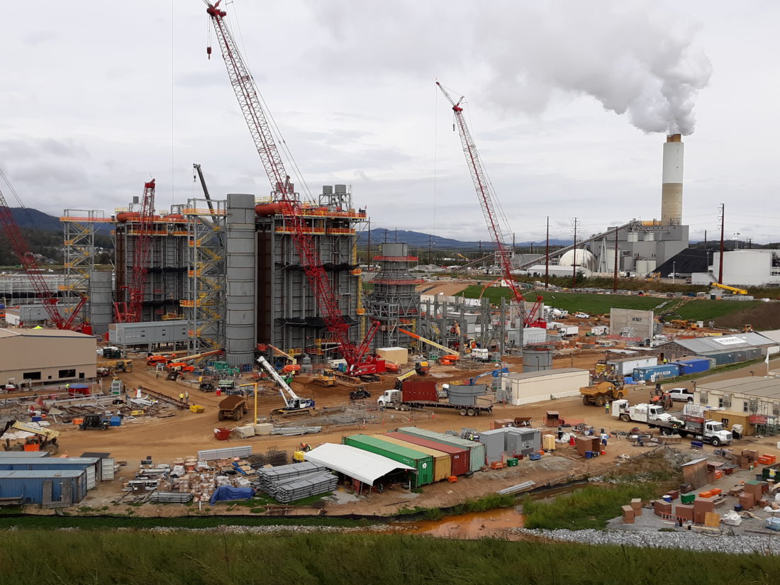 Construction at Duke Energy's Lake Julian facility
