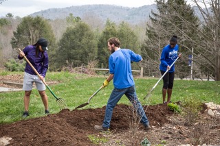 UNCA Asheville students digging