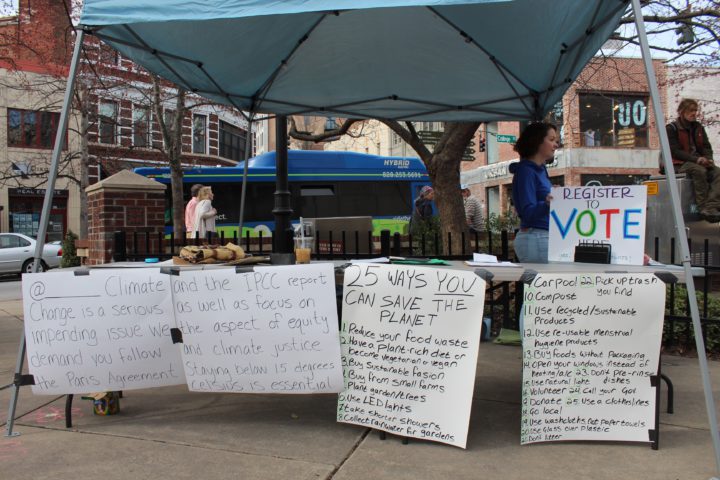 Action booth at Asheville Youth Climate Strike