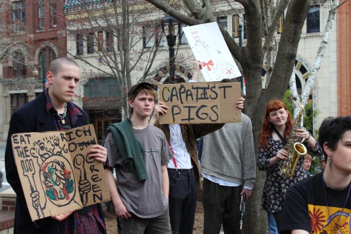 Protesters at Asheville Youth Climate Strike
