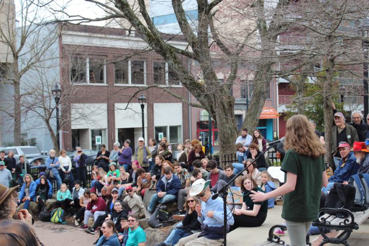 Crowd at the Asheville Youth Climate Strike