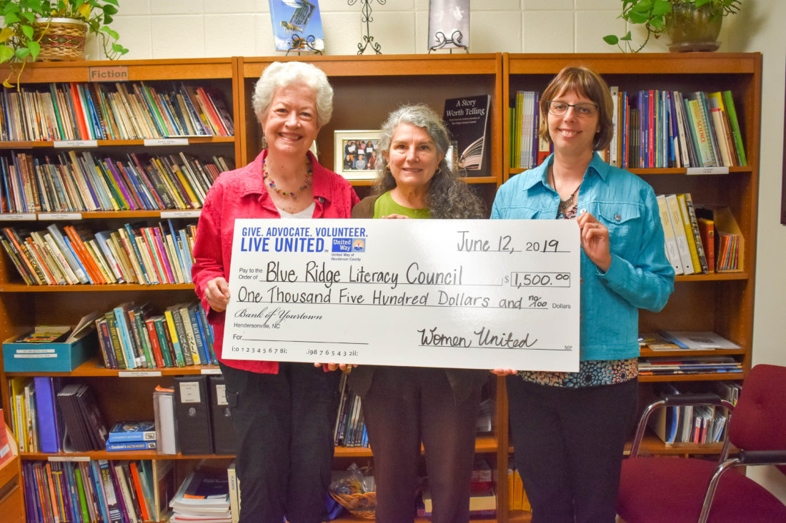 United Way of Henderson County women donate to Blue Ridge Literacy Council