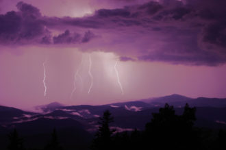 Lightning over Lost Cove Cliffs, seen from Grandfather Mountain