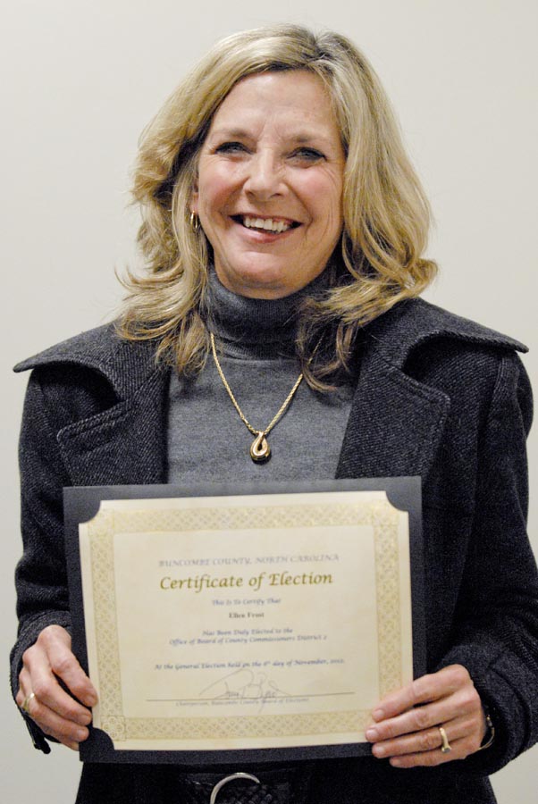 Ellen Frost with Certificate of Election