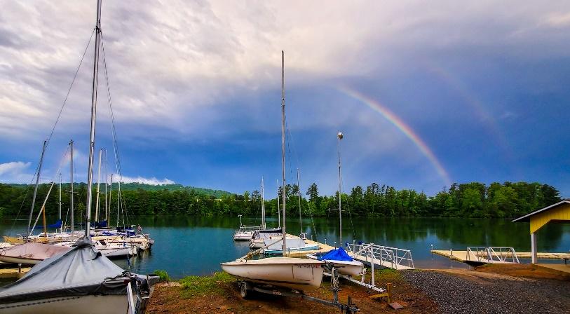 Rainbow over the marina at Lake Julian