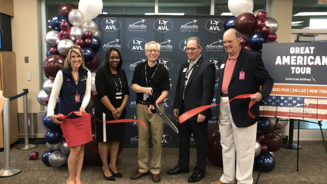 Ribbon cutting for new American Airlines flights at Asheville Regional Airport