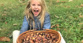 Girl with foraged nuts