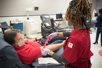 Blood donor with the American Red Cross