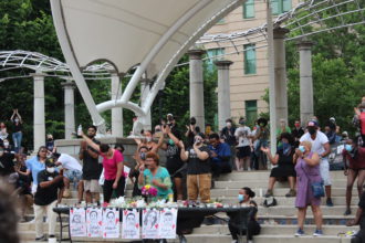 Racial justice protests in Pack Square Park