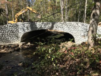Bridge work in national forest