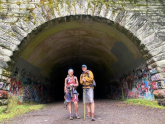 Nancy East and Chris Ford by Lakeview Drive tunnel