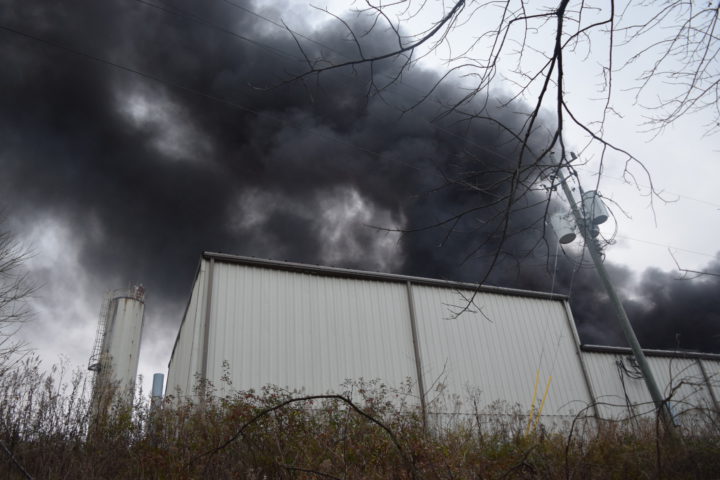 Smoke rises from the Nov. 10 MSD warehouse fire.
