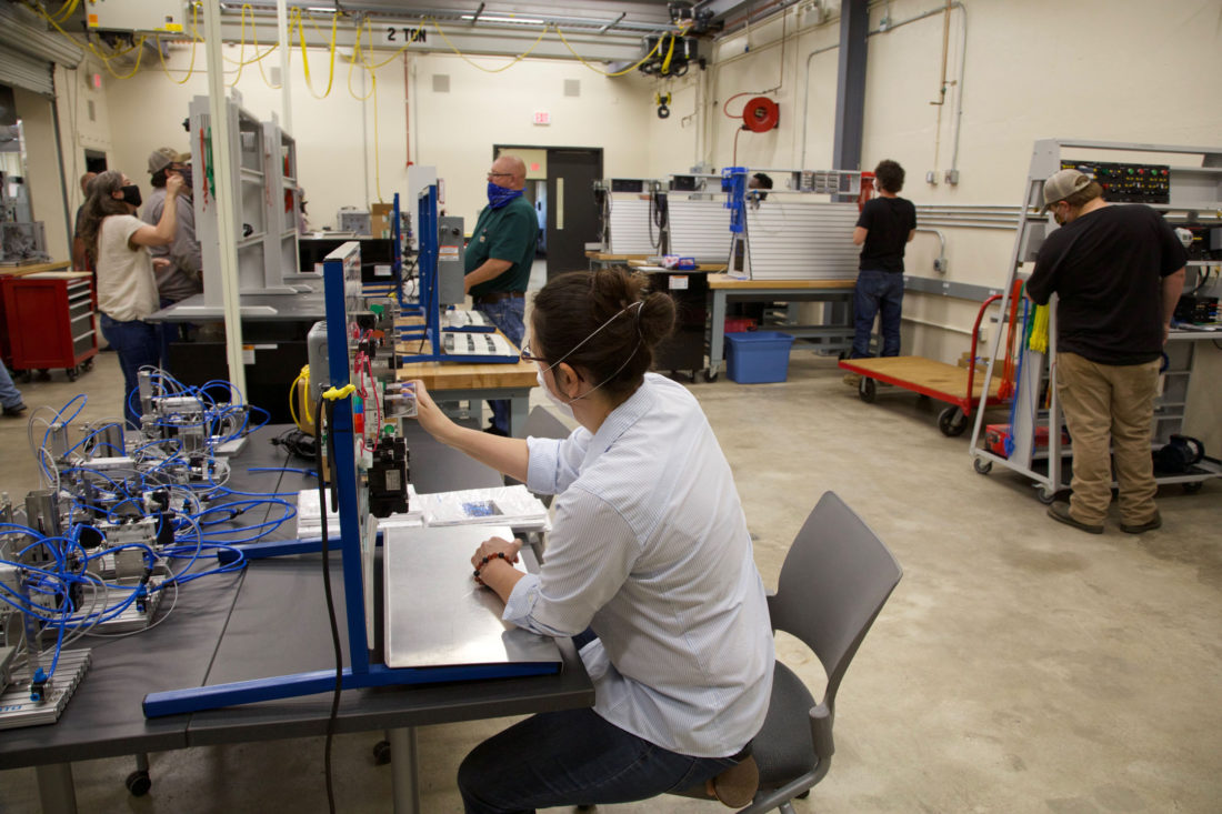 A-B Tech students in electronics maintenance lab