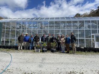 EBCI and TACF staff in front of EBCI greenhouse