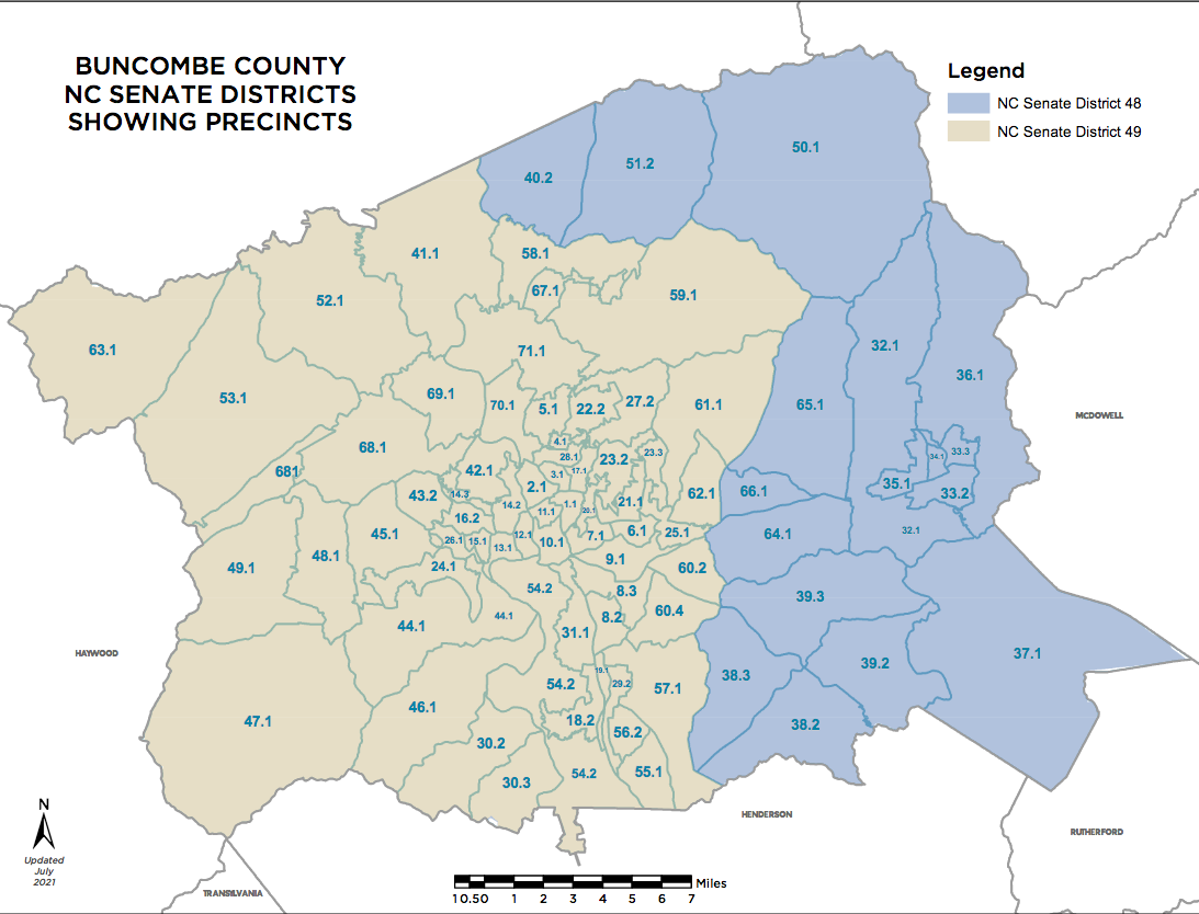 Buncombe N.C. Senate District map