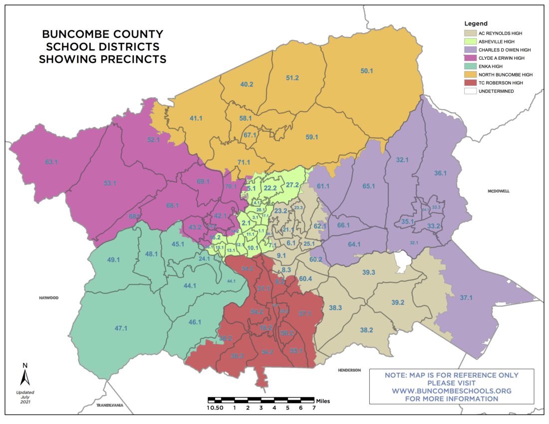 Buncombe County school districts map
