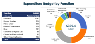Buncombe County budget graphic, expenditures by function.